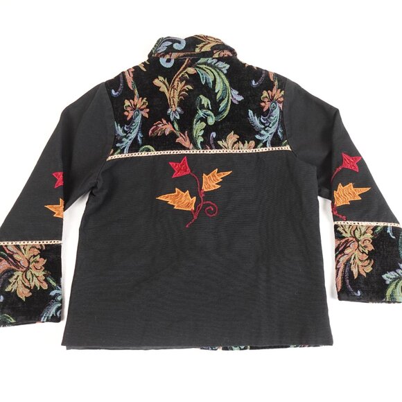 BELLESSA Embroidered Tapestry Fall Leaf Jacket Women's Medium - Picture 10 of 14